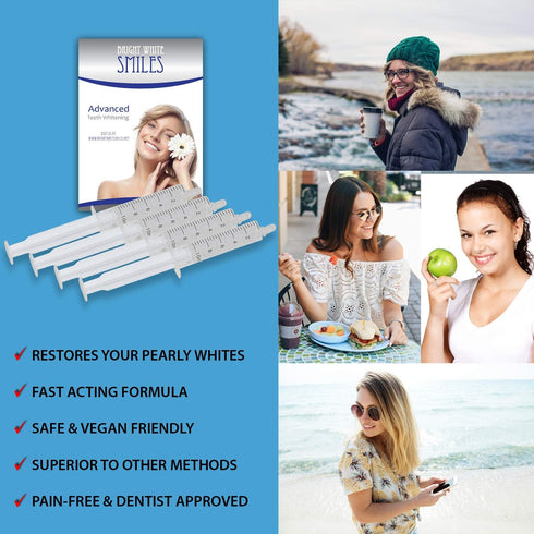Bright White Smiles Wholesale Teeth Whitening Refill Gel Kit (4) 10cc Syringes 44% Carbamide Peroxide Bleaching Product...