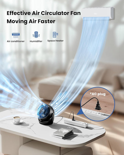 Gaiatop Air Circulator Fan, Portable Desk Fan Table Fan Dorm Fan, 5-Inch Small Fan 3 Speed with 360° Adjustable Tilt Energy-Saving Quiet Fan for H...