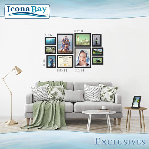 Icona Bay - 5x7 Black Picture Frame - Sturdy Wood Composite Photo Frame - Sleek Design, Table Top or Wall Mount - Exclusives Collection...