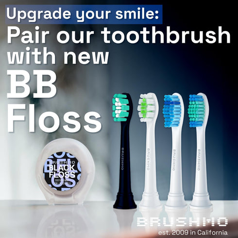 Brushmo Compact Replacement Toothbrush Heads Compatible with Philips Sonicare HX6072, Black 8 Pack...