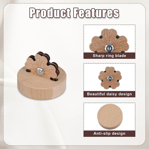 Quilting Thread Cutter, Flower Daisy Thread Snip Cutter Tabletop Yarn Cutter Wood Carving Thread Cutter with Blade Saver and Stand Thread Cutting ...