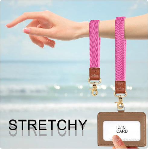 Stretchy Wristlet Keychain,Braided Cute Wrist Lanyards for Keys, Key Chain Holder for Women Men, Wrist Strap Keychain for Car Keys Phone Camera Wa...