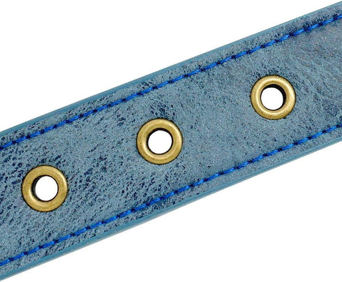 2" Spiked Leather Dog Collar - Anti-Bite Sharp Rivet Studded for Pit Bull Medium Large Dogs,Blue Neck for 14-19" Total Length 21.5"...