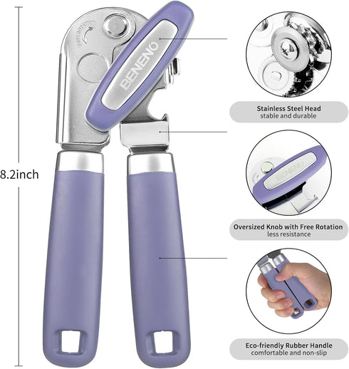 Can Opener Manual, Can Opener with Magnet, Hand Can Opener with Sharp Blade Smooth Edge, Handheld Can Openers with Big Effort-Saving Knob, Can Ope...