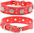 Rhinestone Dog Collar, Cute Flower Rhinestone Cat Dog Collar Bling Collar PU Leather Collar Adjustable Sizes Small Medium Large (M, Red)...
