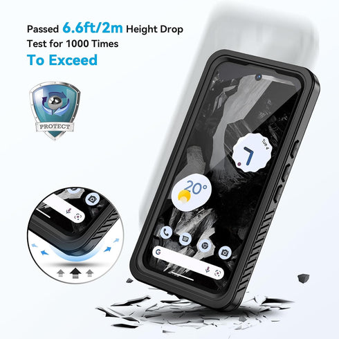 Lanhiem for Pixel 8a Case, IP68 Waterproof Dustproof, Built-in Screen Protector, Rugged Full Body Shockproof Phone Case for Google Pixel 8a, Obsid...