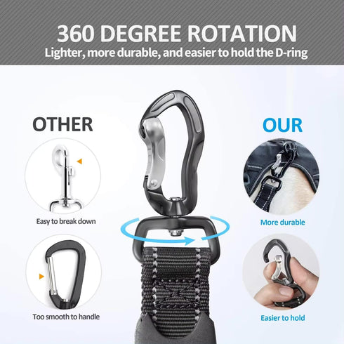 Heavy-Duty Bungee Dog Leash, Shock-Absorbing Features, Multifunctional Design, Car Seatbelt, Dual Padded Handles, Adjustable Length from 4 to 6 Ft...