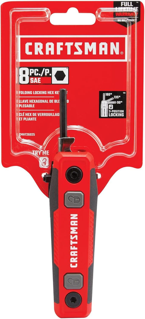 CRAFTSMAN Hex Key Set, SAE, Folding Locking 8 Piece (CMHT26025)...