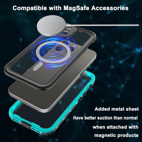 Case for iPhone 15 Pro,Compatible with MagSafe Waterproof DropProof DirtProof Snowproof Anti-Scratch Heavy Duty Full Body Protect Built in Screen ...