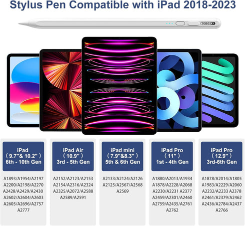 Stylus Pen for Apple iPad, with Signal Adjustable Nibs,Palm Rejection & Customizable Shortcut Button iPad Pencil, Work for iPad 2018-2023, iPad 10...