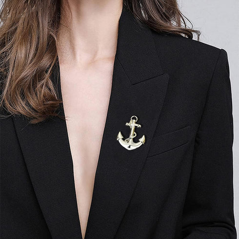 Vintage Nautical Sailboat Navy Rudder Anchor Brooch Pin Sailor Seaman Badge Jewelry Ship Wheel Pin...