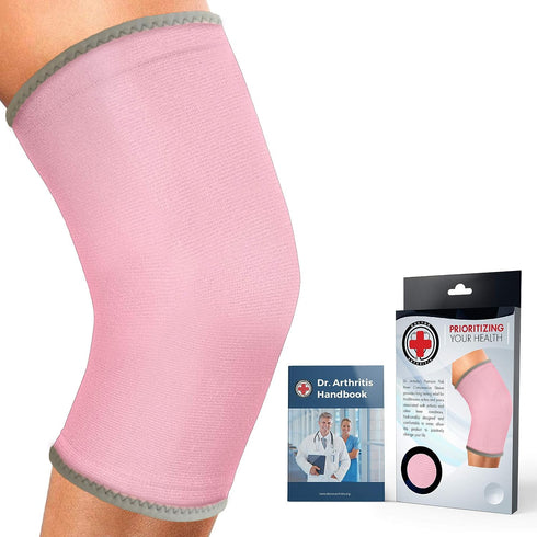 Doctor Developed Knee Brace/Knee Support/Knee Compression Sleeve & Handbook - Relief For Arthritis, Tendonitis, Injury (Pink, S)...