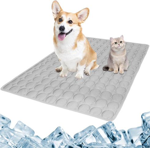 Dogs Cats Pet Cooling Mat, Summer Dog Cooling Pads Summer Sleeping Kennel Mat, Cooling Mat for Dogs Non-Slip for Indoor or Outdoor, Gray L...