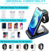 Foldable Wireless Charger Station – 3 in 1 Qi Wireless Charger Dock for iPhone and Apple Watch – Fast Charging Universal Dock for Samsung, Huawei,...