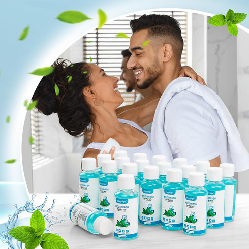 25 Travel Size Mouthwash Bulk Mini Mouthwash, Fresh Mint Portable Mouthwash Individual 1.2oz/35ml Mouthwash Bottles for Travel Toiletry Kits...