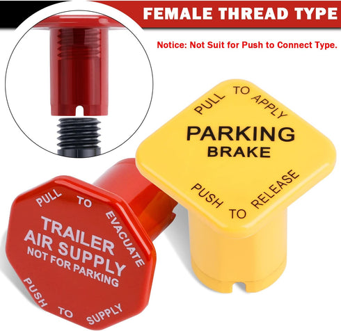 298818N Yellow Semi Truck Parking Brake Knobs and 298817N Red Tractor Trailer Air Brake Knob Set...