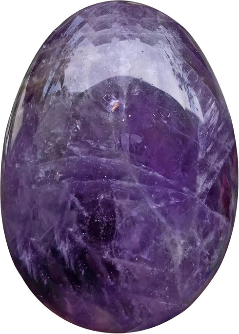 Polished Stone Egg for Easter Day, Palm/Pocket/Worry Enegry Healing Crystal Display Sphere Figurine Fengshui, Amethyst 1.8" x 1.3"...