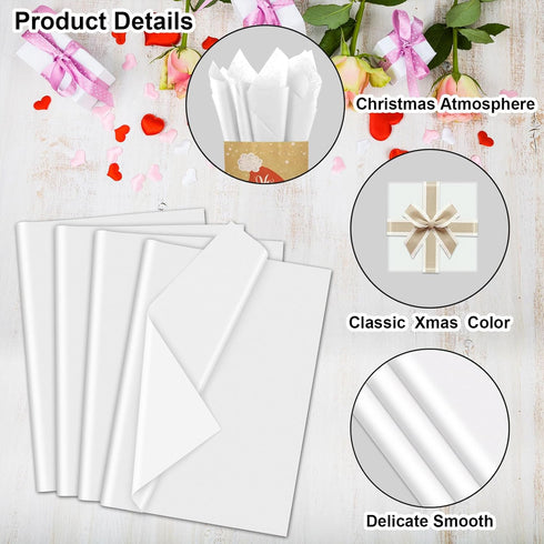 AORZIT 140 Sheets White Tissue Paper Bulk for Gift Bag 20" x 14" White Wrapping Tissue Paper Bulk for Gift Packaging Storage Moving Supplies Weddi...