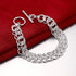 Fashion Sterling Silver 2 Layers Twisted Link Chain Bracelet with Diamond Cut Hight Polish Loops,Toggle Button 8" Gift for Women Men Teens...