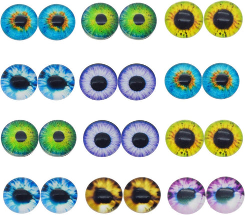 JJG 20PCS 30mm Dragon Eyes Round Glass Cabochon Flatback Jewelry Findings Animals Eyes Doll Eye Dome Cameo Pendant Settings In Pairs...
