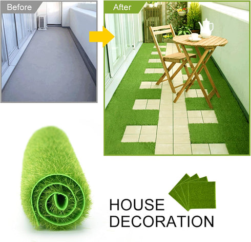 Oumefar 2 Sizes Synthetic Artificial Grass Mat Green Non-Qoven Fabric Fake Faux Grass Turf Rug Lawn Garden Micro Landscape Ornament Home Decor Car...
