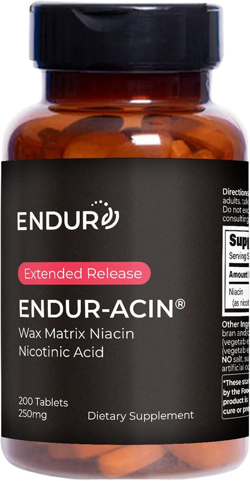 ENDUR-ACIN Niacin, Heart Health & Healthy Cholesterol Balance Supplement, Extended Release for Optimal Absorption, Gluten Free, 250mg (200 Tablets...