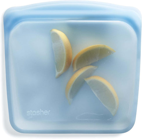 Stasher Premium Silicone Reusable Food Storage Sandwich Bag, Blue, Microwave, Sous Vide, Dishwasher, Oven and Freezer Safe, BPA Free, Leak-free, E...