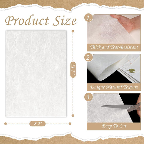 Winsing A4 Printable Mulberry Paper 25 Sheets for Decoupage, Upgrade Thicker 8.5 x 11.6inches Rice Paper for Crafts, Handmade Natural Fiber Mulber...