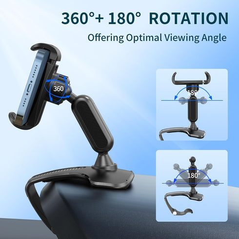 Multifunctional Car Dashboard Mobile Phone Holder, 360 Degree Rotation Universal Dash Clip Cellphone Mount for 4-7 inch Smartphones (Black)......