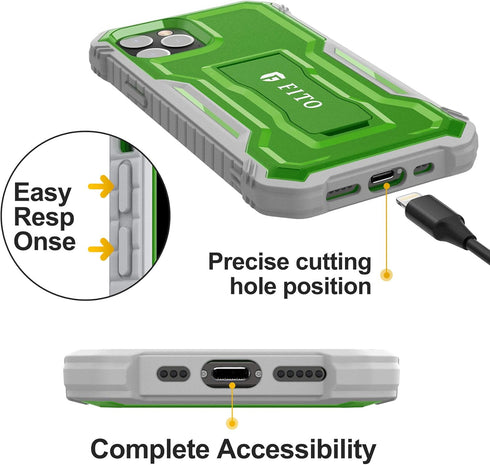 FITO Compatible with iPhone 12 Pro Max Case, Dual Layer Shockproof Heavy Duty Case for iPhone 12 Pro Max with Screen Protector, Built-in Kickstand...