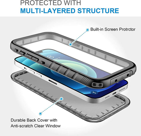 SPORTLINK for iPhone 12 Pro Max Waterproof Case - Full Body Shockproof Dustproof Phone Screen Protector Rugged Cases for iPhone 12 Pro Max 6.7 Inc...