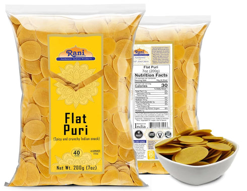 Rani Pani Puri Coins 7oz (200g) 80-85 Coins ~ Uncooked, Microwaveable wheat and Semolina Coins ~ All Natural | Vegan | NON-GMO...