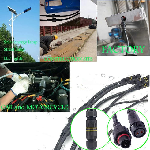 Waterproof Connectors 3 Wire, 16AWG Male Female Plug LED Connector with M16 Electrical Cable Connector,IP68 20CM Extension Cable for Car, Truck, B...