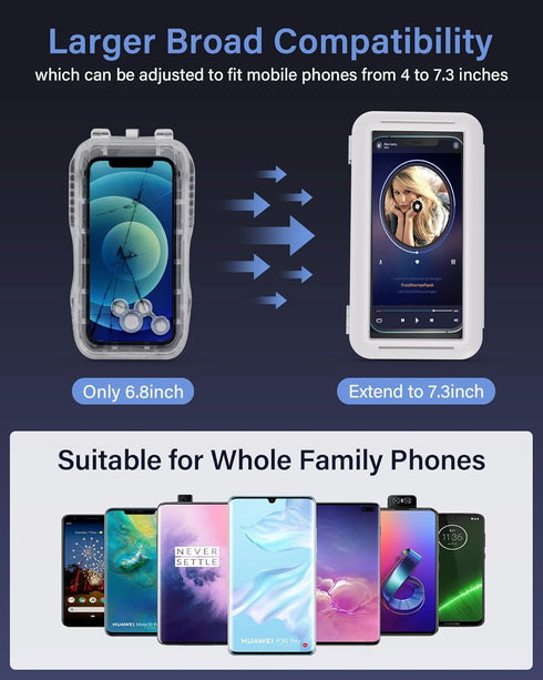 LC-dolida Shower Phone Holder Waterproof 480 Rotation Shower Phone Stand Case Mount for Bathroom Batheub Kitchen Wall Mirro Compatible with iPhone...