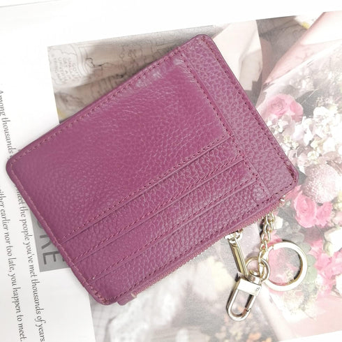 woogwin Slim RFID Credit Card Holder for Women Mini Front Pocket Wallet Purse With Keychain...