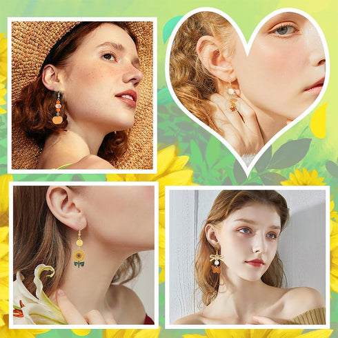 SUNNYCLUE 1 Box DIY 10 Pairs Thanksgiving Charms Earring Making Starter Kit Enamel Maple Leaf Charm Pumpkin Sunflower Charms Fall Autumn Charms Im...