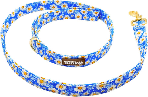 Blue Daisy Dog Leash with Metal Buckle – Unmatched Quality in Small Medium Large Sizes for Pet Daily Walking, L...
