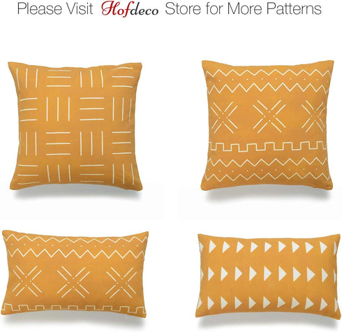 Hofdeco African Mudcloth Pillow Cover ONLY, Mustard Yellow X Stripes, 18"x18"...