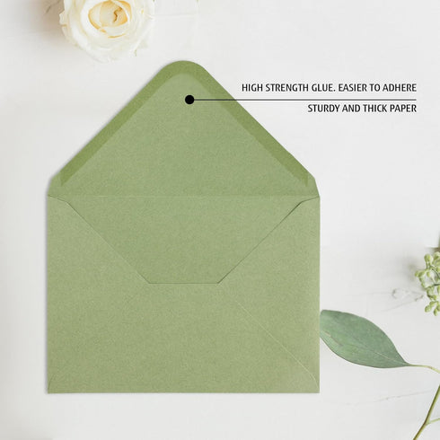 50 Pack 5x7 Envelopes,A7 Invitation envelopes V Flag 5.25 x 7 .25 for 5x7 Cards,Ideal for Invitations,Weddings,Parties,Greeting Cards,Photos(Sage ...
