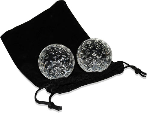 Golf Ball Whiskey Chillers and Pouch for Freezer - Set of 2 - Crystal Glass Whiskey Stones for Chilling Vodka, Whiskey, and Scotch - Each Stone Ke...