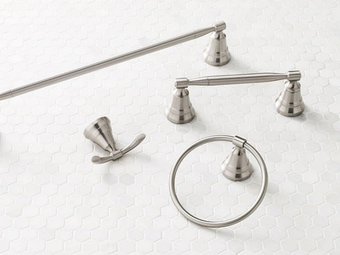 Moen Halle Brushed Nickel Moen MY0386BN Halle Single Post Bathroom Hand Towel Ring, MY0386BN...