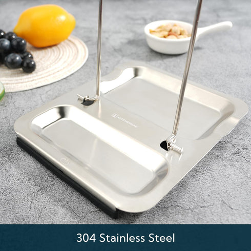 KITCHENDAO Foldable Spoon Rest and Pot Lid Holder for Counter, Non-scratch Silicone Base, Stainless Steel Pan Pot Cover Lid Rack Shelf Stand Holde...