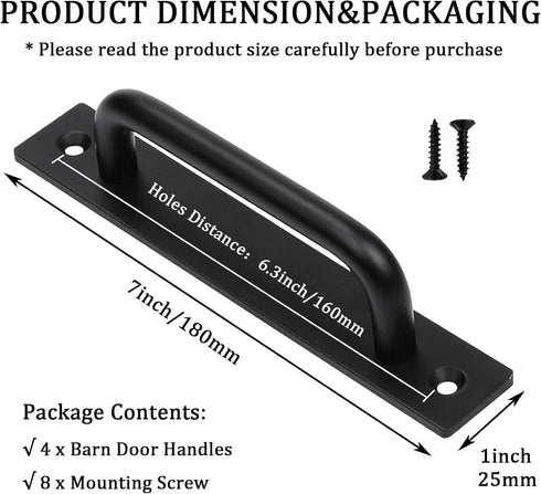 4Pack Black Sliding Barn Door Handles Push Pull Bar Handles Wooden Door Glass Door Handles Heavy Duty Aluminum Doors Steel Gate Handles...
