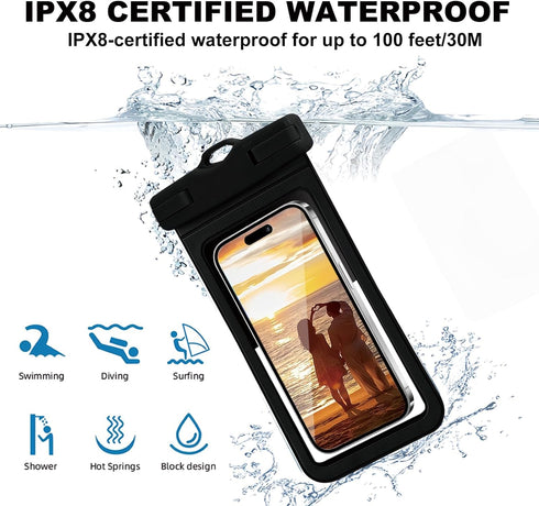 Waterproof Phone Case, Waterproof Phone Pouch for iPhone, Waterproof Cell Phone Dry Bag for Cruise Vacation Essentials, Large Waterproof Phone Hol...
