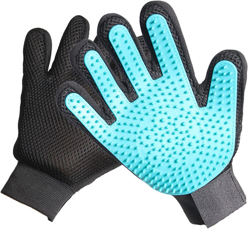 Upgraded Pet Grooming Gloves with Sturdy Teeth, Dexterous Dog Hair Removal for Gentle Shedding, Shampoo Horse Bathing Supplies for Washing, Scrubb...