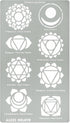 Aleks Melnyk No.415 Metal Stencil, Chakras, Mandala, Yoga, Symbols for Meditation, Om, Sacred Geometry, Template for Wood Burning, Pyrography Engr...