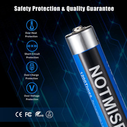 USB AA Rechargeable Battery Pack – 4X Fast Charging Lithium Battery AA Batteries USB Type C Charging Cable Replacement Battery 1.5v 2500mWh Lithiu...