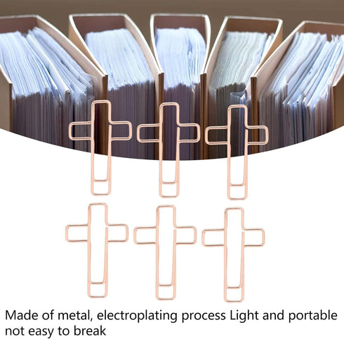 Fdit 100PCS Cross Paper Clips, Rose Gold Metal Paper Clamps for Document Note Sorting Organizing Paperwork Office School and Personal Use...