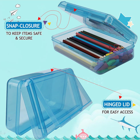1 PCS Pencil Box,Double Layer Large Capacity Pencil Box,Hard Pencil Case with Snap-tight Lid, Plastic Pencil Box for Office School Supplies Pen Bo...