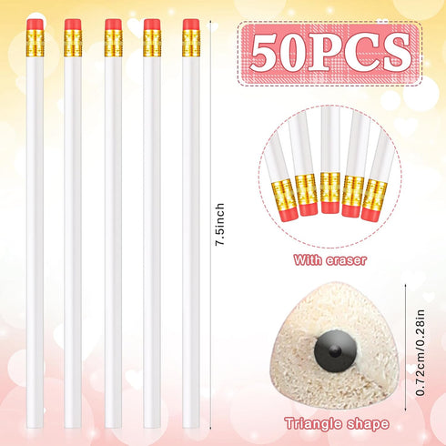 Tinlade 50 Pcs Triangular Grip Pencils Wedding Pencils HB Graphite Pencil Pack Wood Pencils with Eraser for School Drawing Sketching Bridal Baby S...